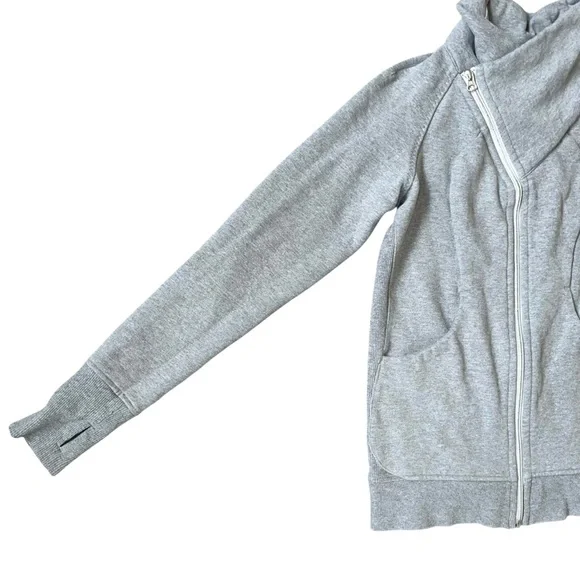 Lululemon Cozy Cuddle Up Asymmetrical Zipper Collared Sweatshirt Light Gray 4 - Picture 3 of 10